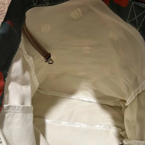 MAIKA Woven Market Tote Bag NWT Mushroom Pattern Vegan Leather - Picture 7 of 9